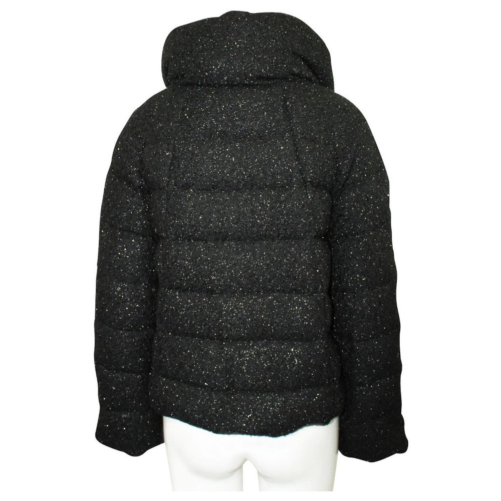 Diane Von Furstenberg Black Hall Sparkle Glitter Puffer Coat Jacket Small NWT - Picture 5 of 9